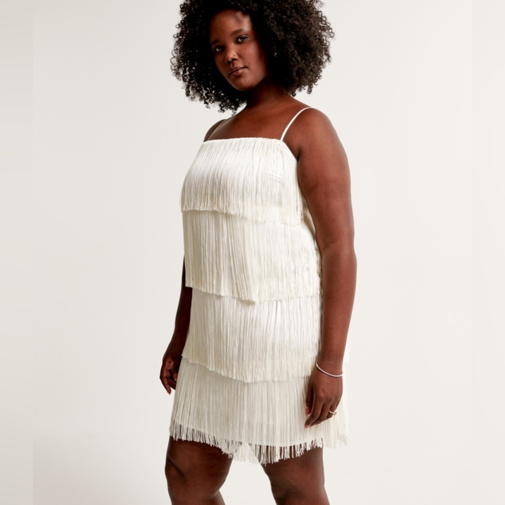 Abercrombie & Fitch Cream Fringe Mini Dress